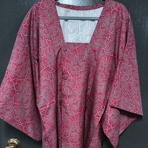 Vintage peony michiyuki | kimono raincoat